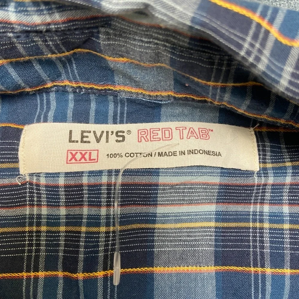 Vintage Levi's Red Tab Flannel Shirt Mens 2XL Multicolor Cotton Plaid Round Hem